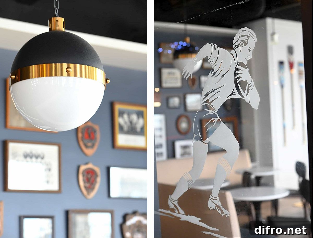 Traditional lighting and sports-themed motifs