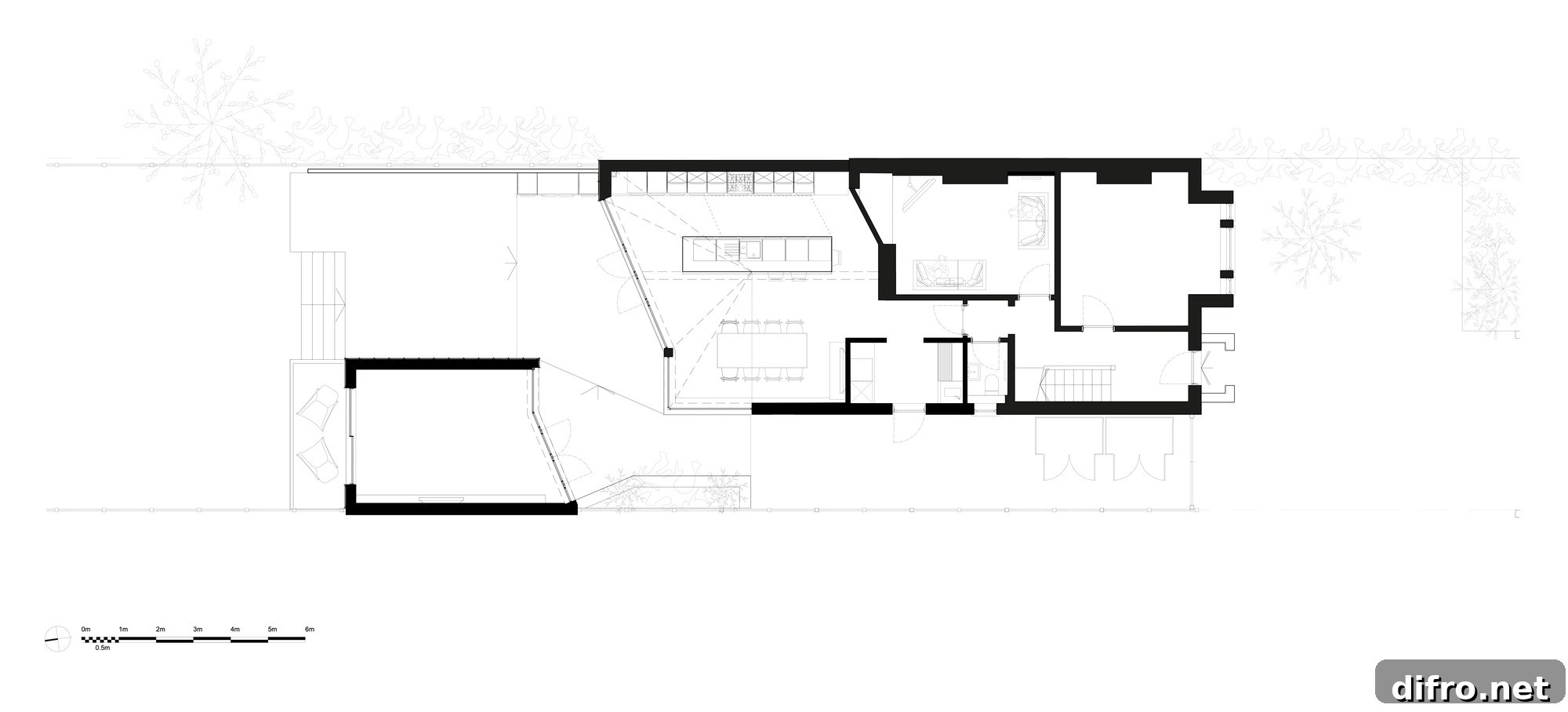 Ground floor plan of renovated Victorian family house in London