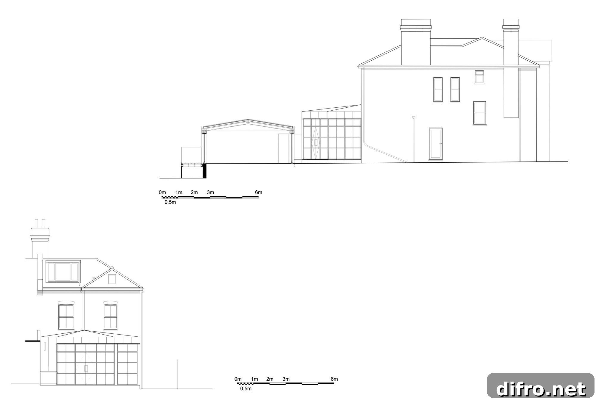 Elevation of Victorian family home in London that has been renovated to create new interior and garden room