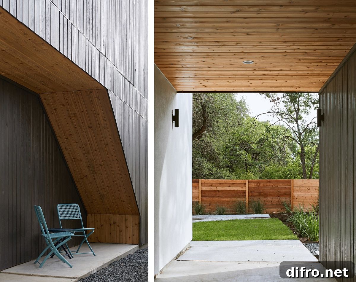 Dogtrot and sheltered outdoor spaces at the Texas home