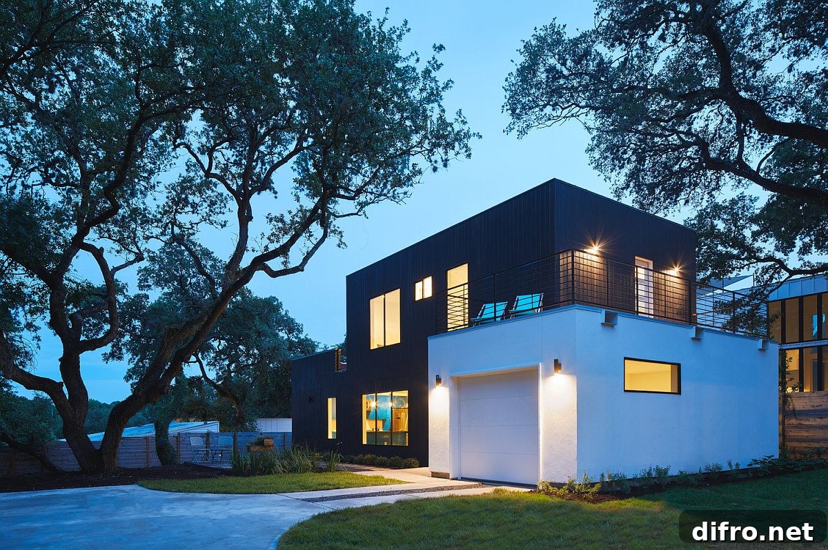 Chelsea ADU in Travis Heights after sunset