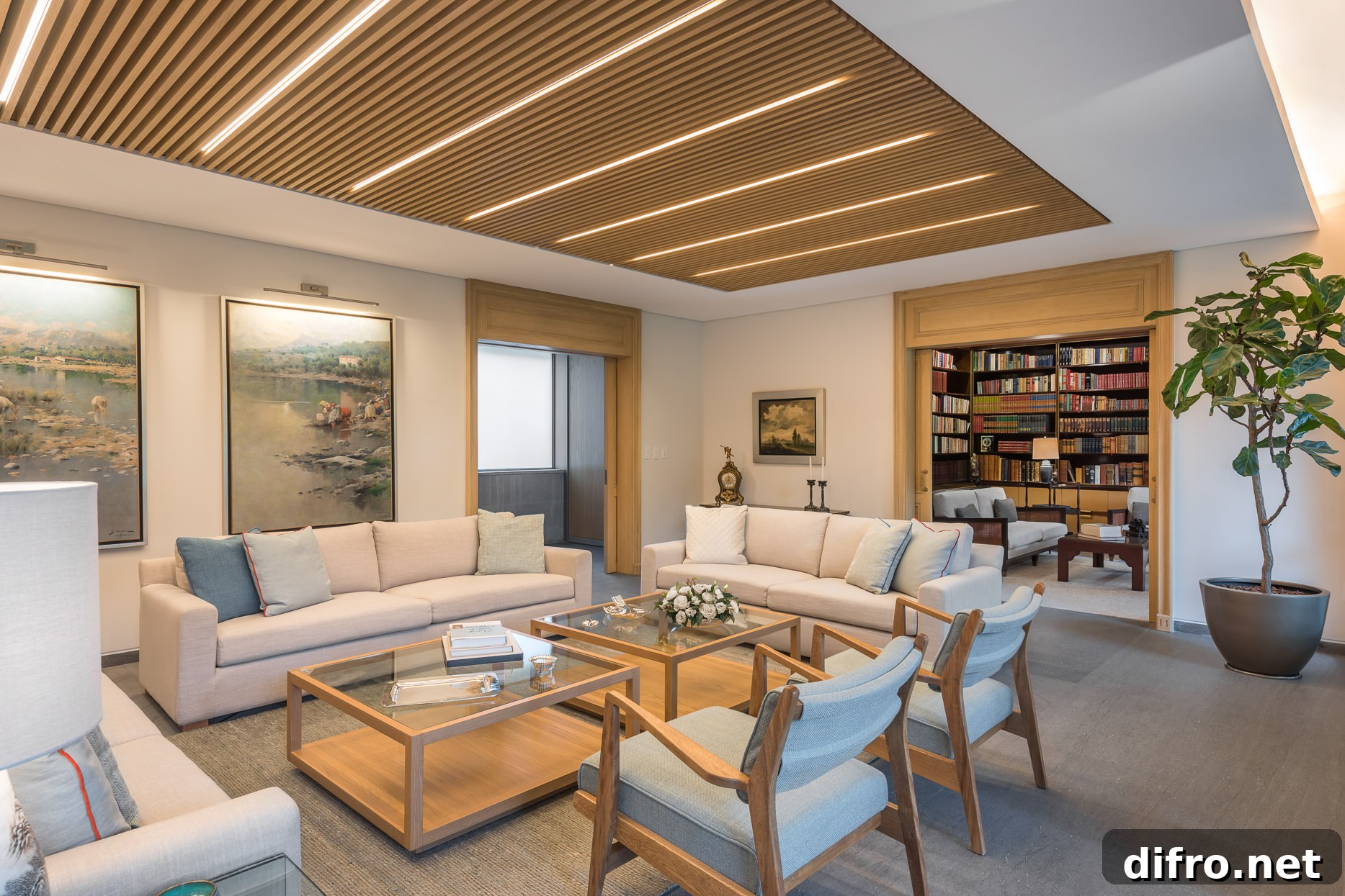 Large sitting space next to the home library