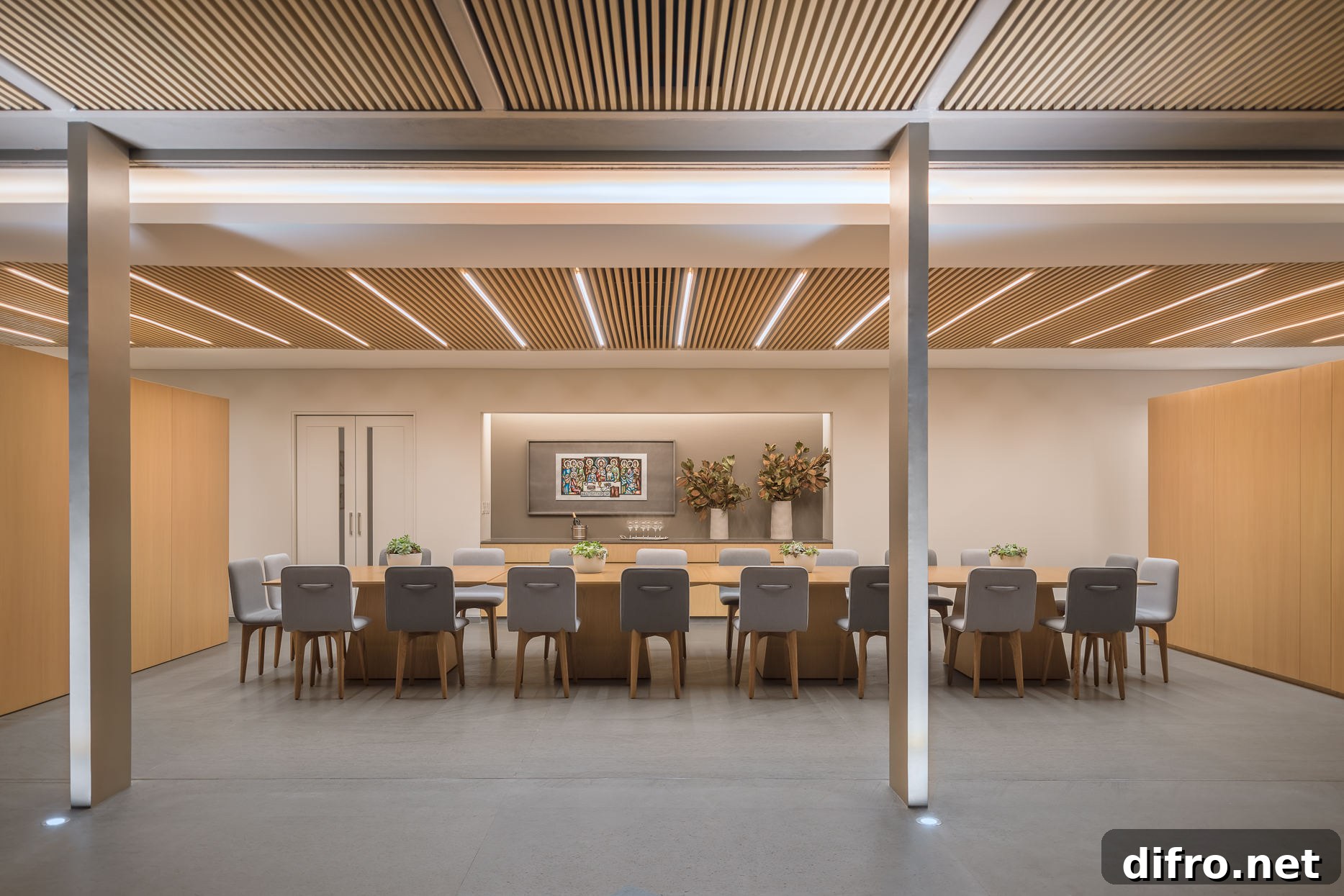 Neutral colors combined with wood