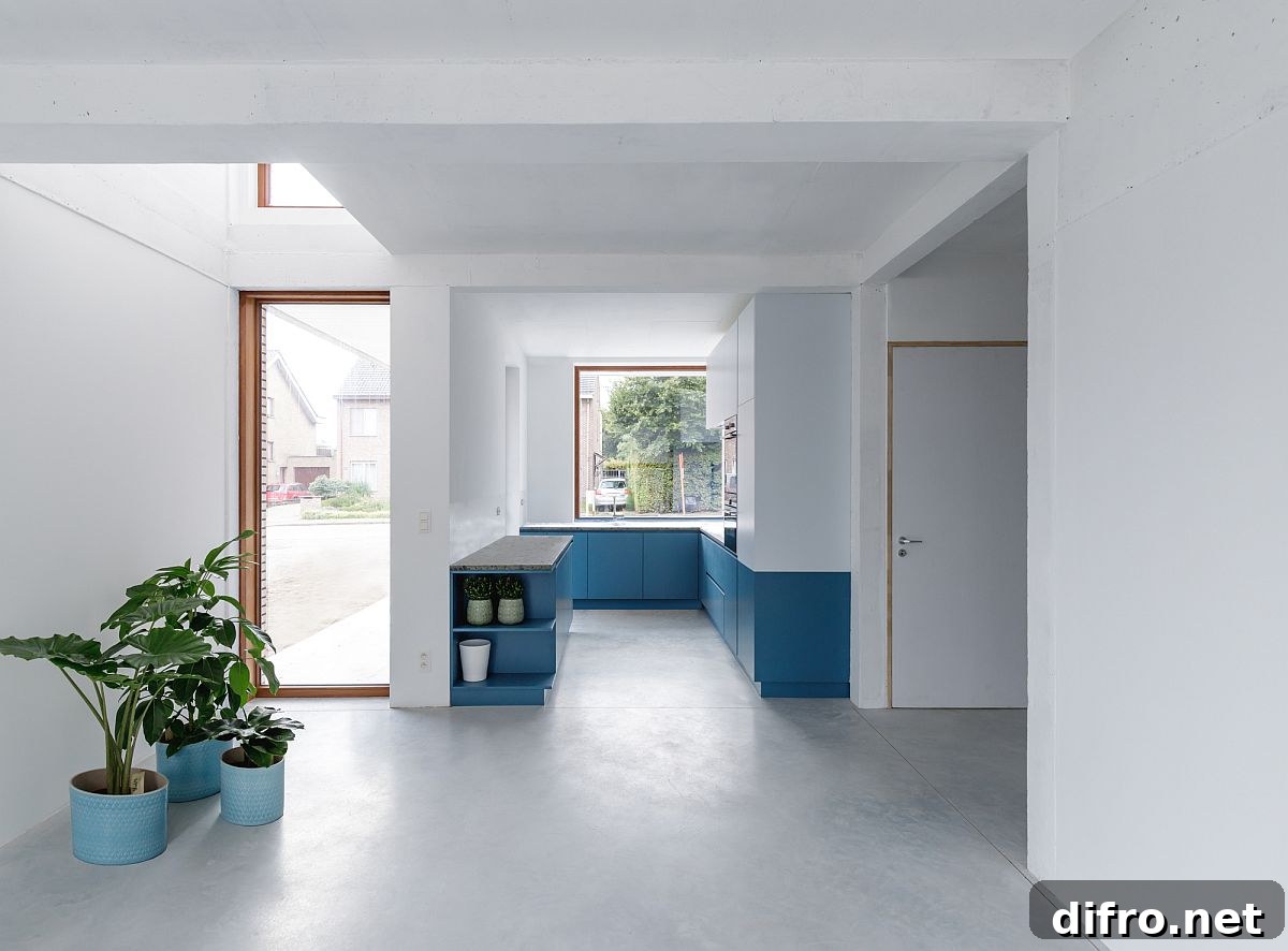 Look inside the house reveals a more minimal and contemporary interior in white