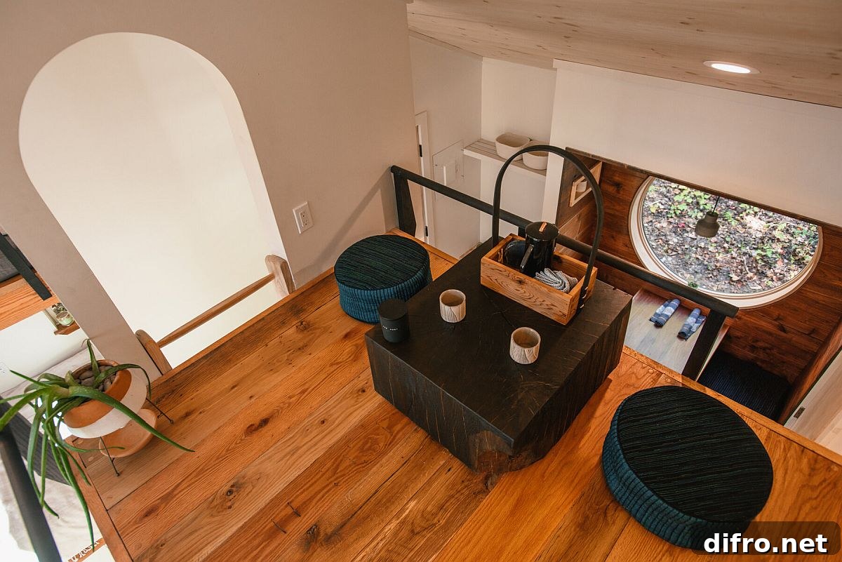 Tea area on the upper level of the house provides a reclusive and lovely escape