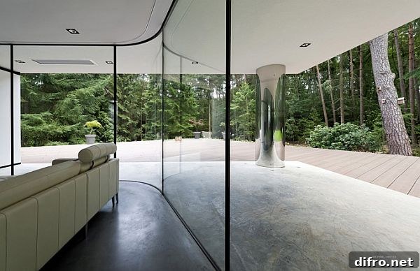 Interior living area with views to surrounding trees