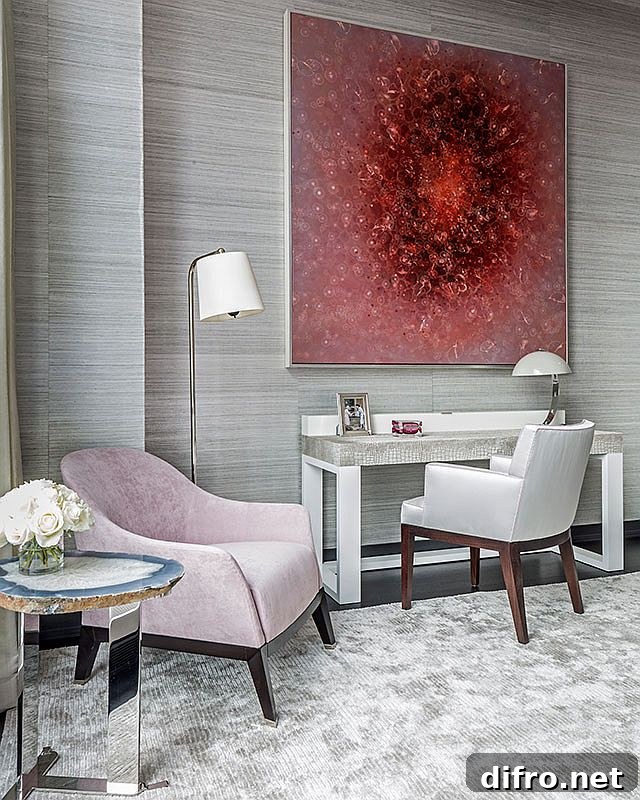Colorful wall art in contemporary living room