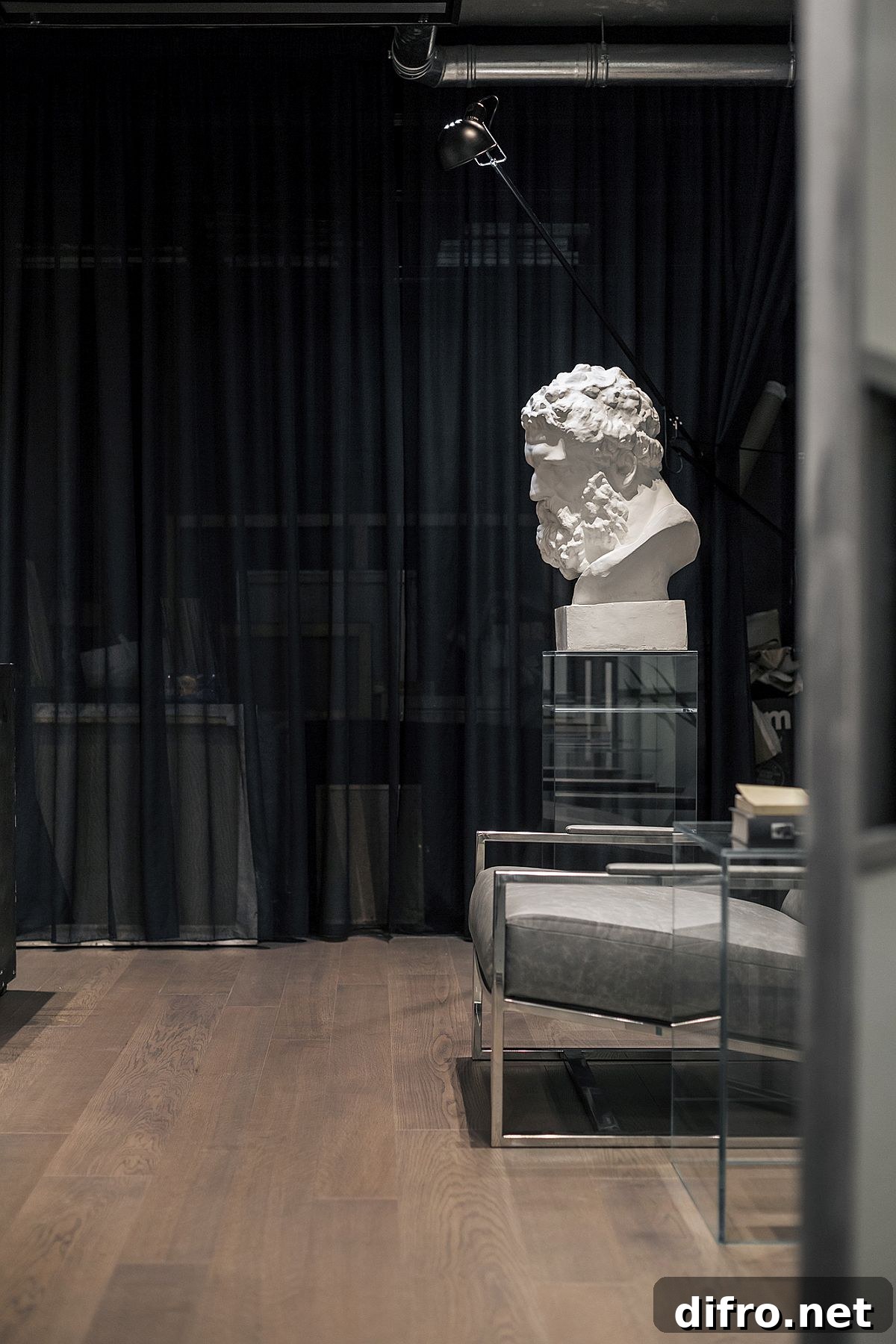 Gorgeous sculptural pieces and wall art can be found throughout the apartment