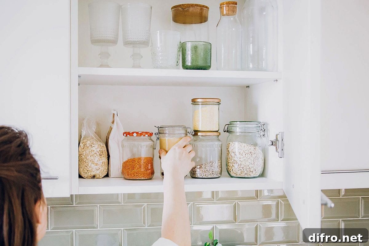 Organized and clean kitchen cabinets