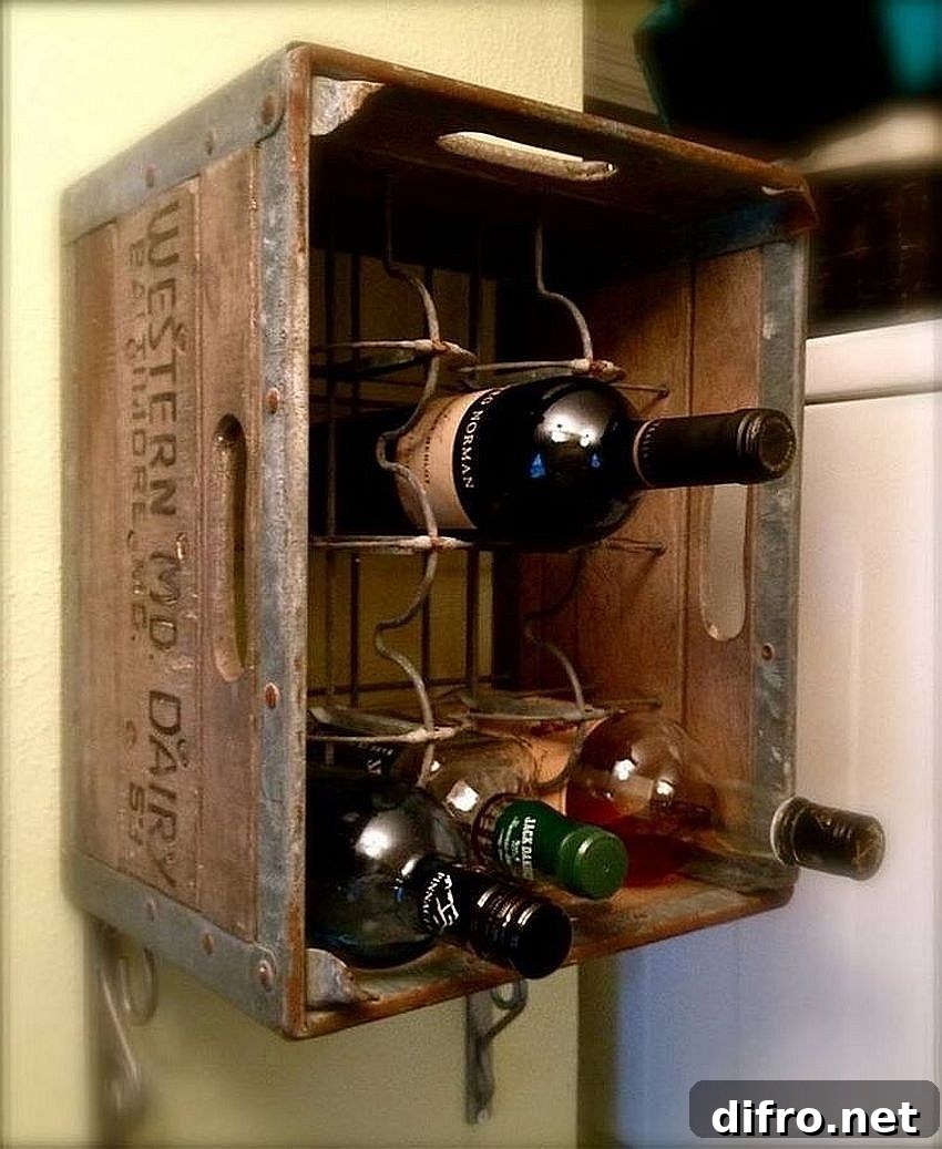 Upcycled wooden crate wine rack