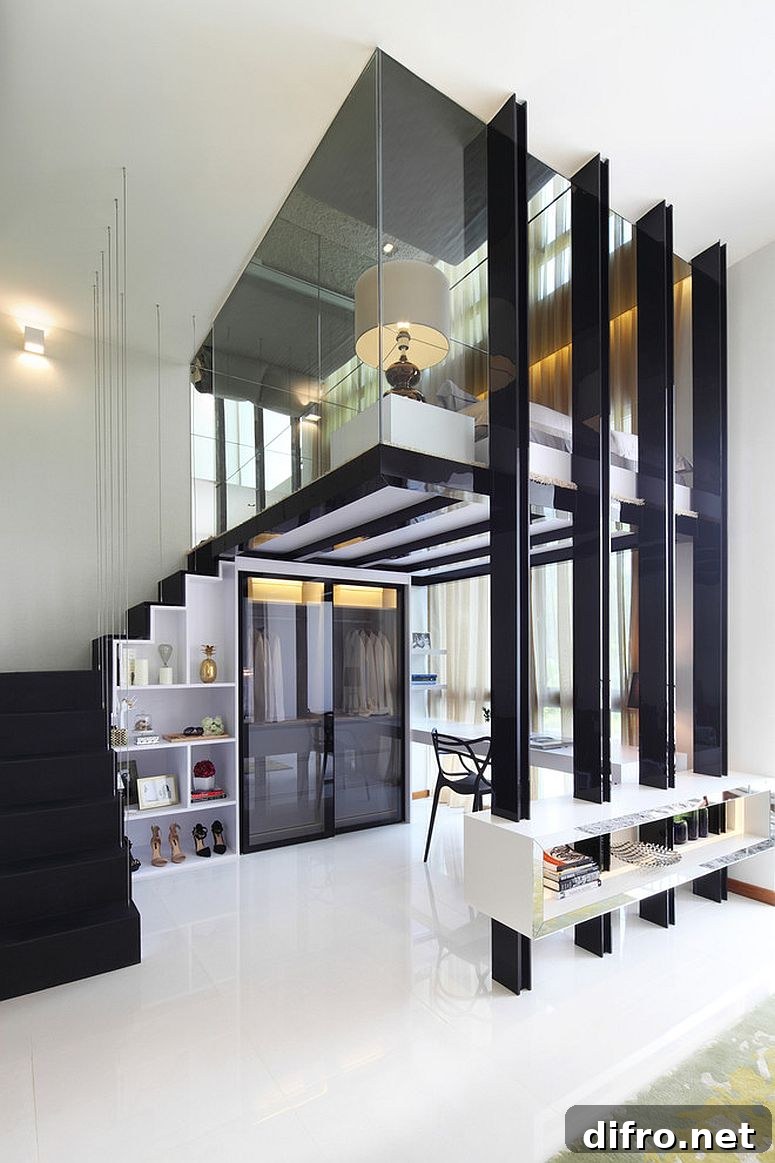 Contemporary Singapore home with a sophisticated mezzanine level