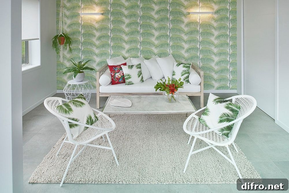 Leafy wallpaper option for plant-free greenery