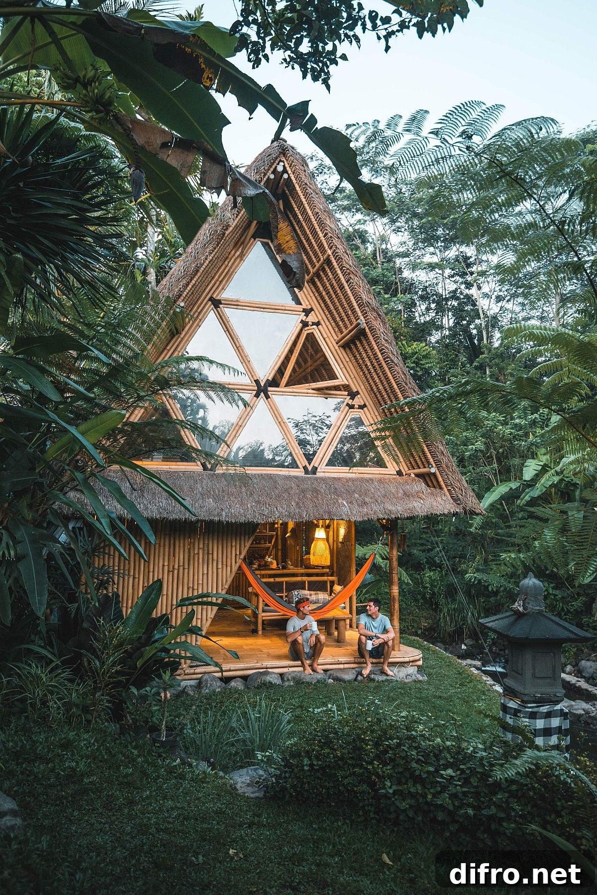 Stunning bamboo Hideout Bali structure among jungle