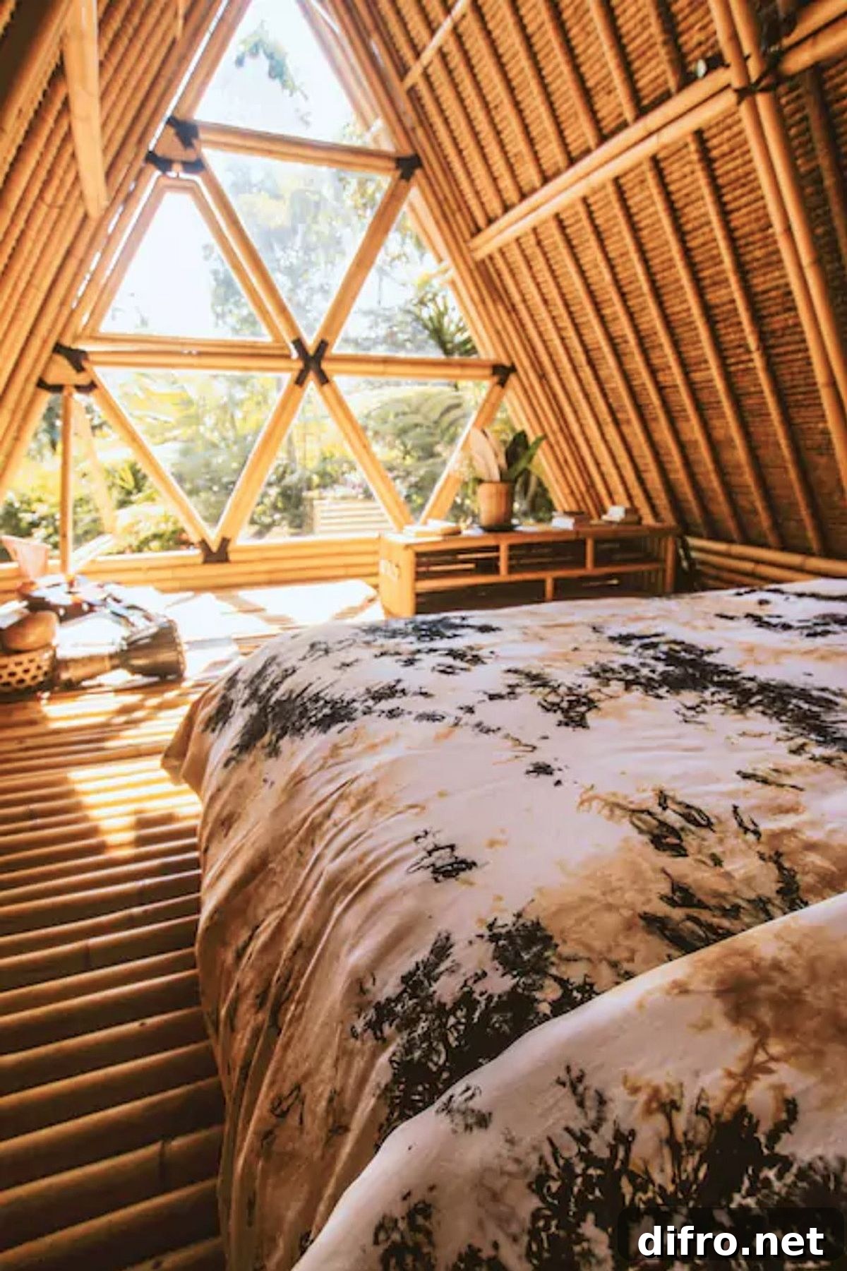 Natural light in the Hideout Bali bamboo bedroom