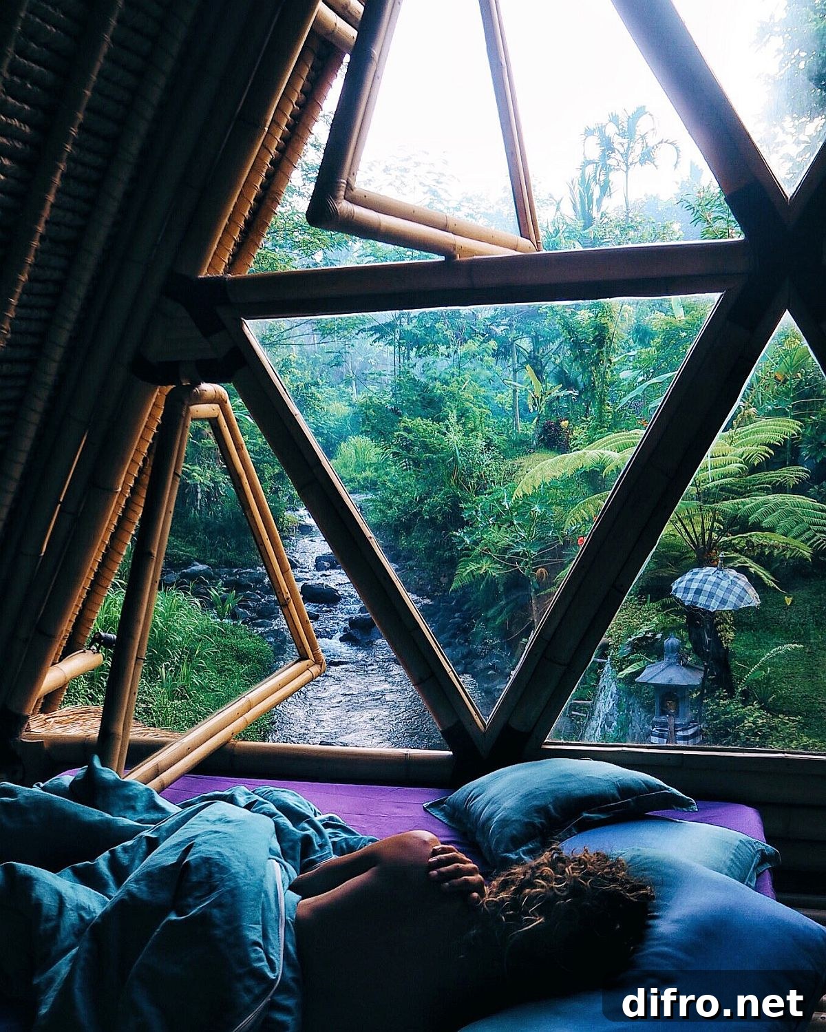 Extraordinary jungle views from the Hideout bedroom in Bali
