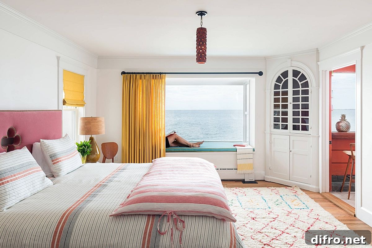 Ocean view from a bedroom reading nook
