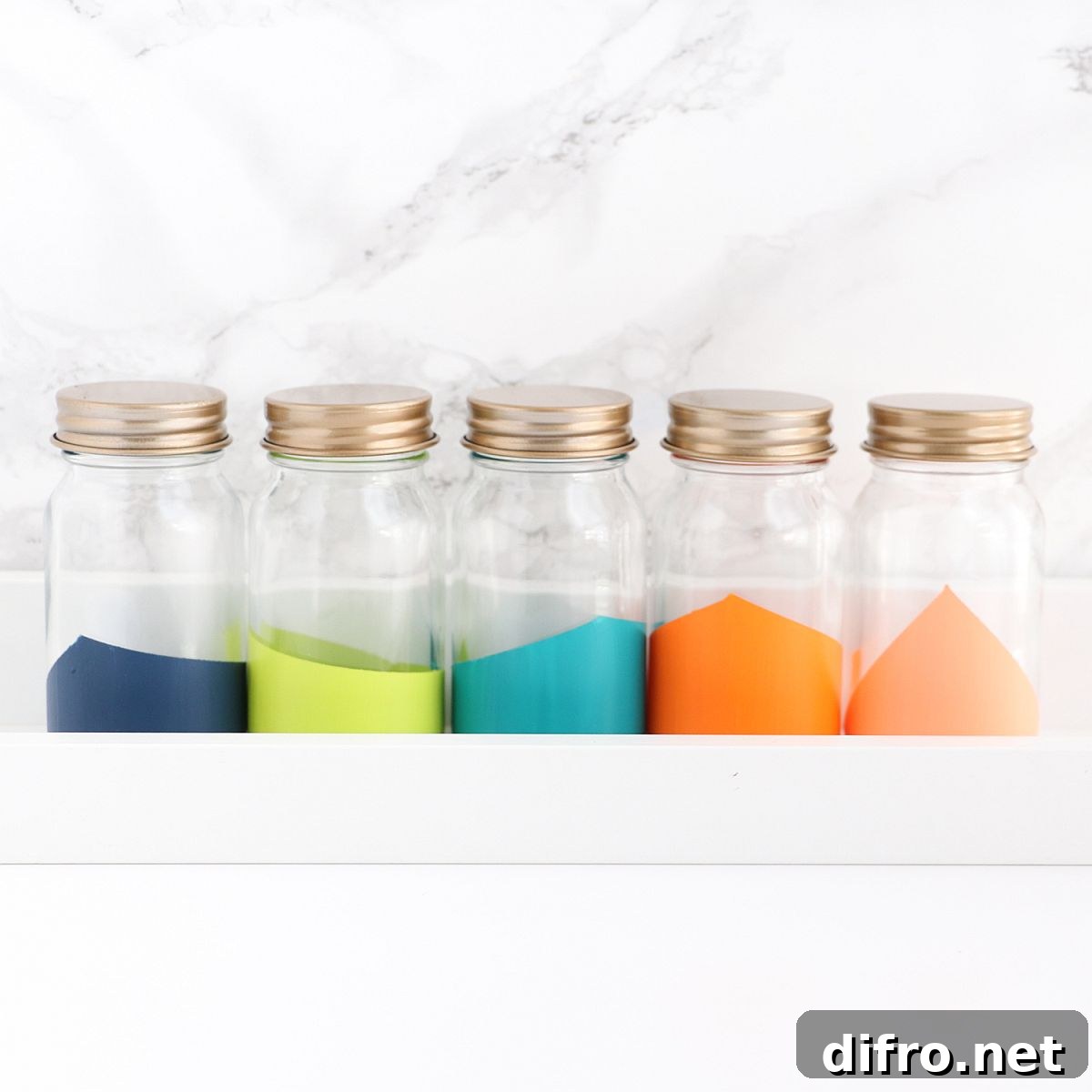 DIY color-blocked spice jars