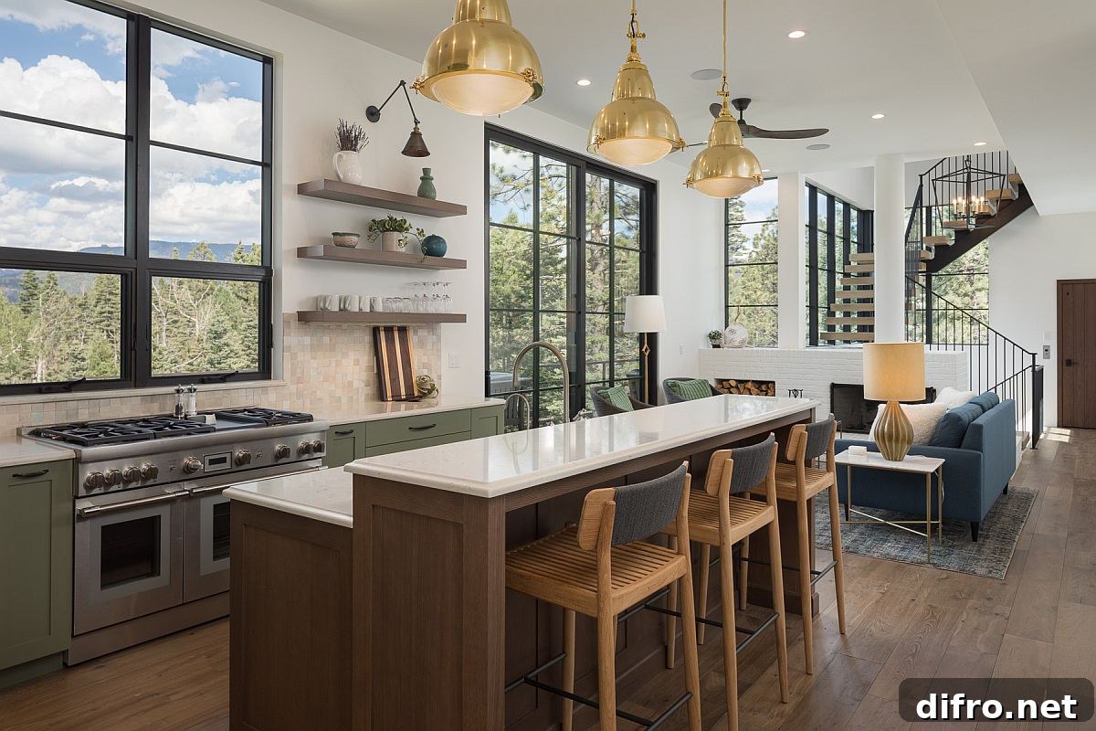 Windows connecting kitchen to outdoors