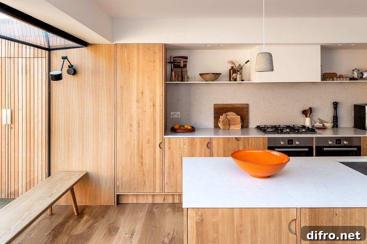 White and wood kitchen palette