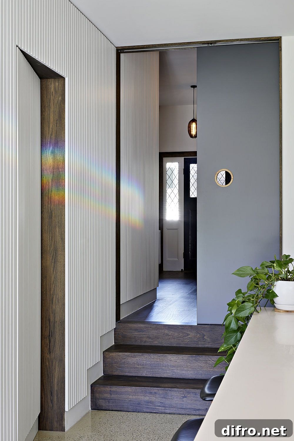 Interior with natural light and sliding doors