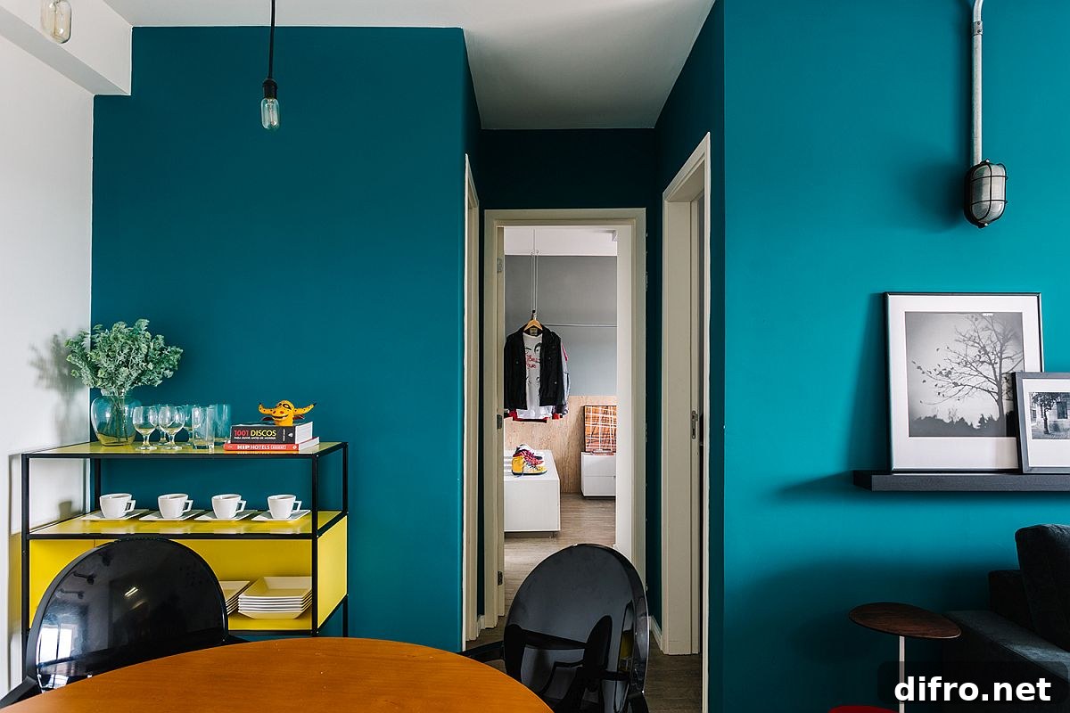 Bright blue apartment interior