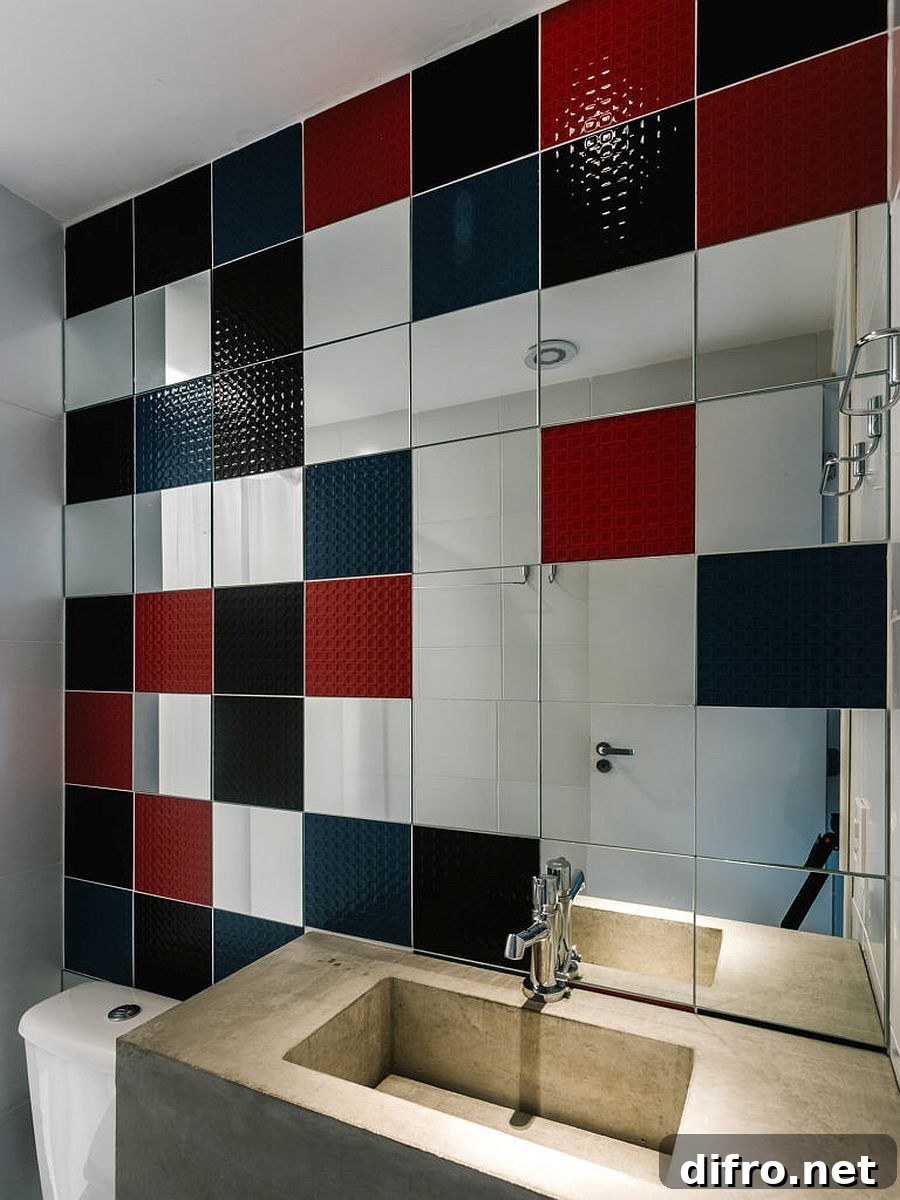 Multi-color tiled walls in the kitchen