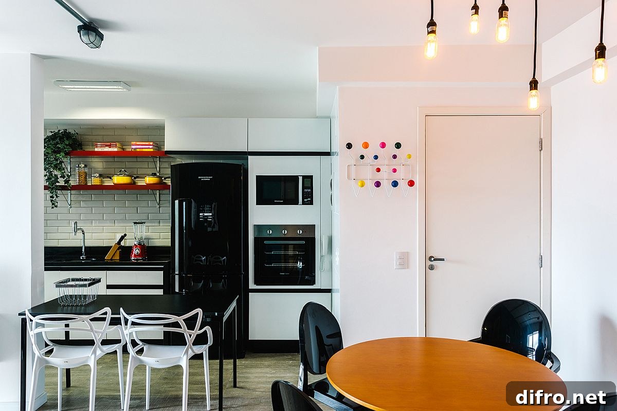 Black kitchen appliances and countertops