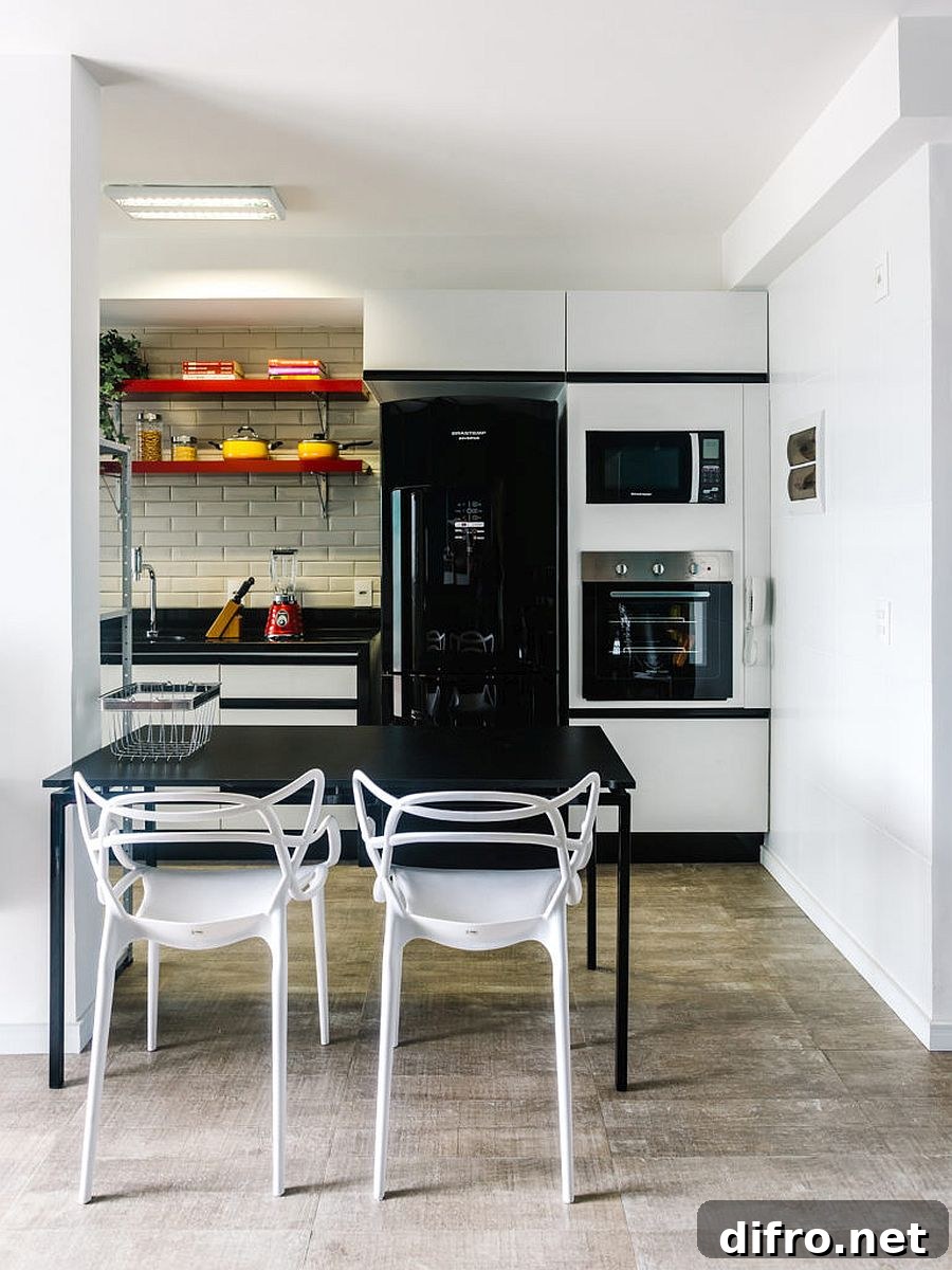 Space-savvy kitchen and dining area