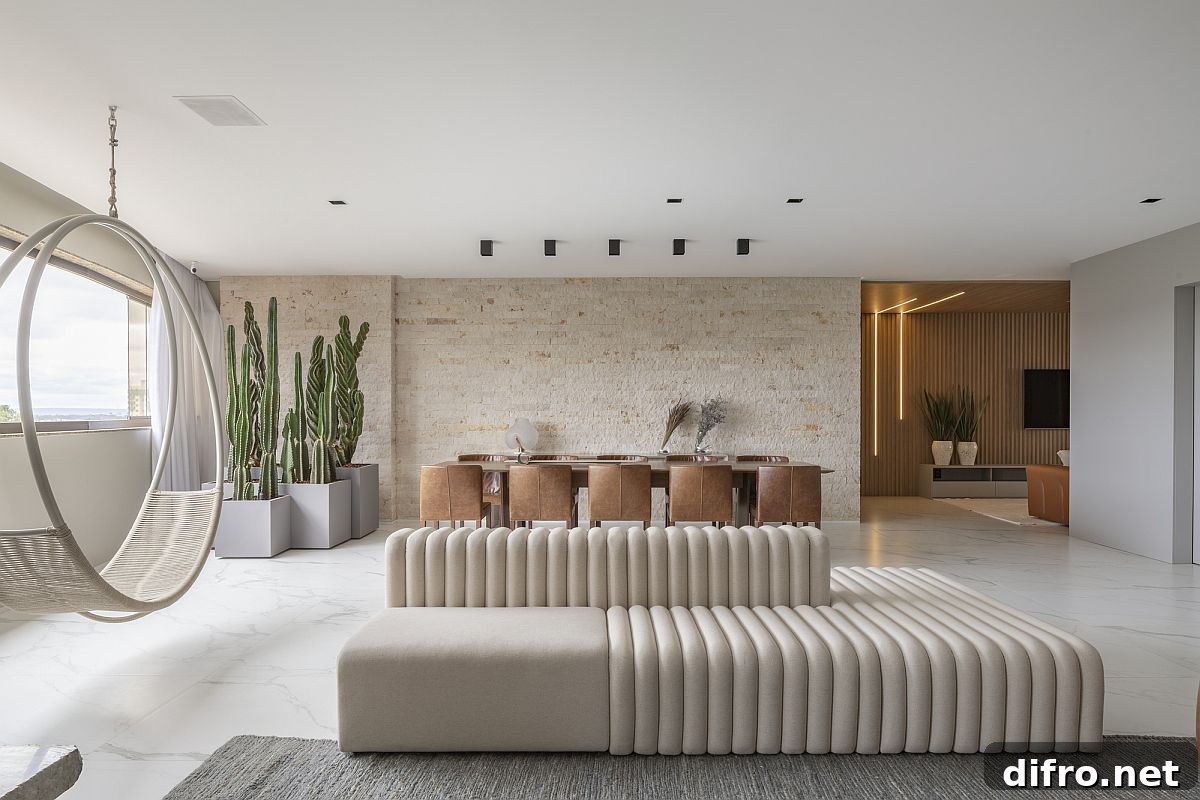 Exposed brick wall in the living room