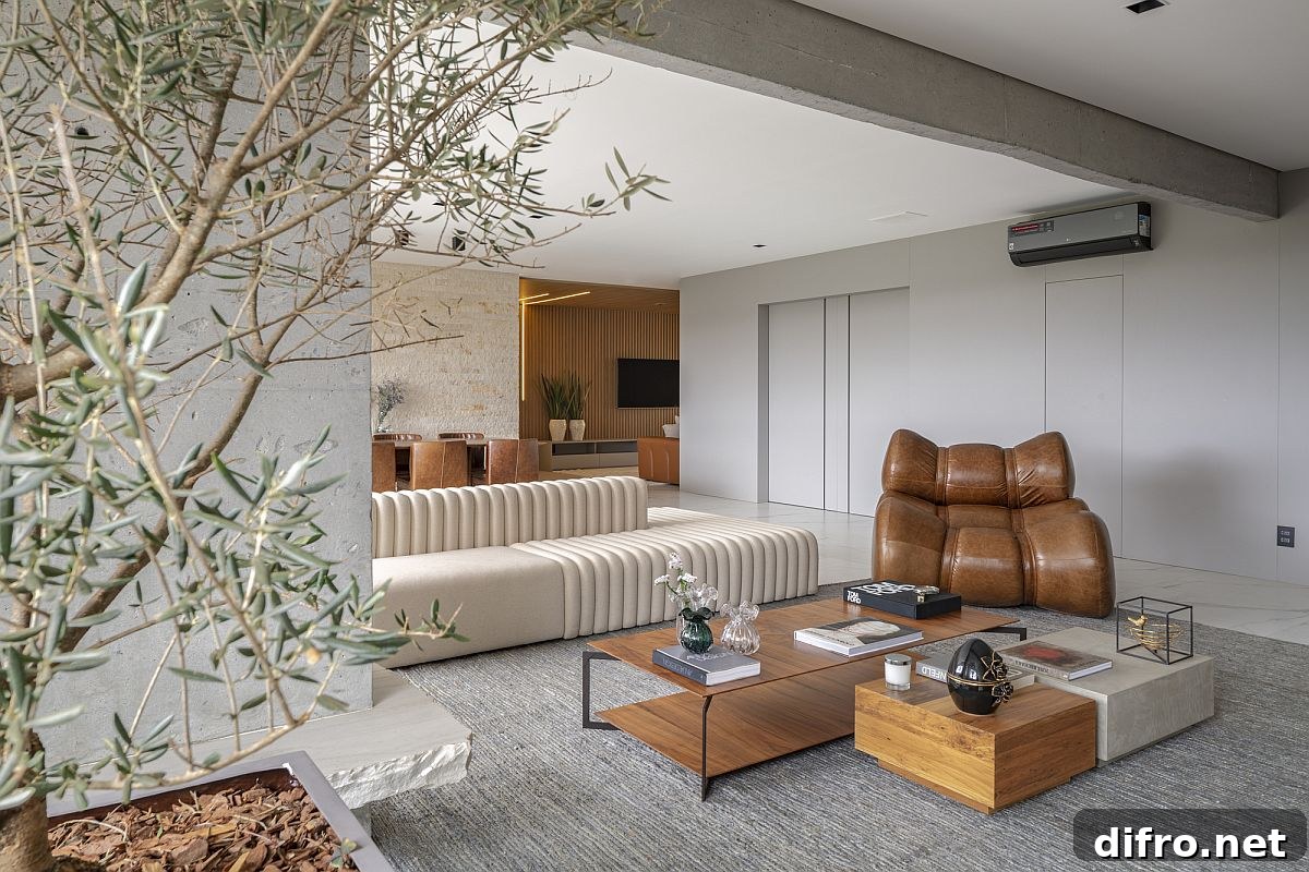 Exposed concrete beams and pillars