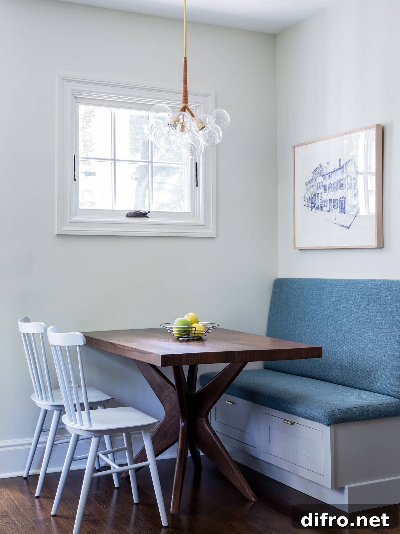Corner bench with storage in a small dining room
