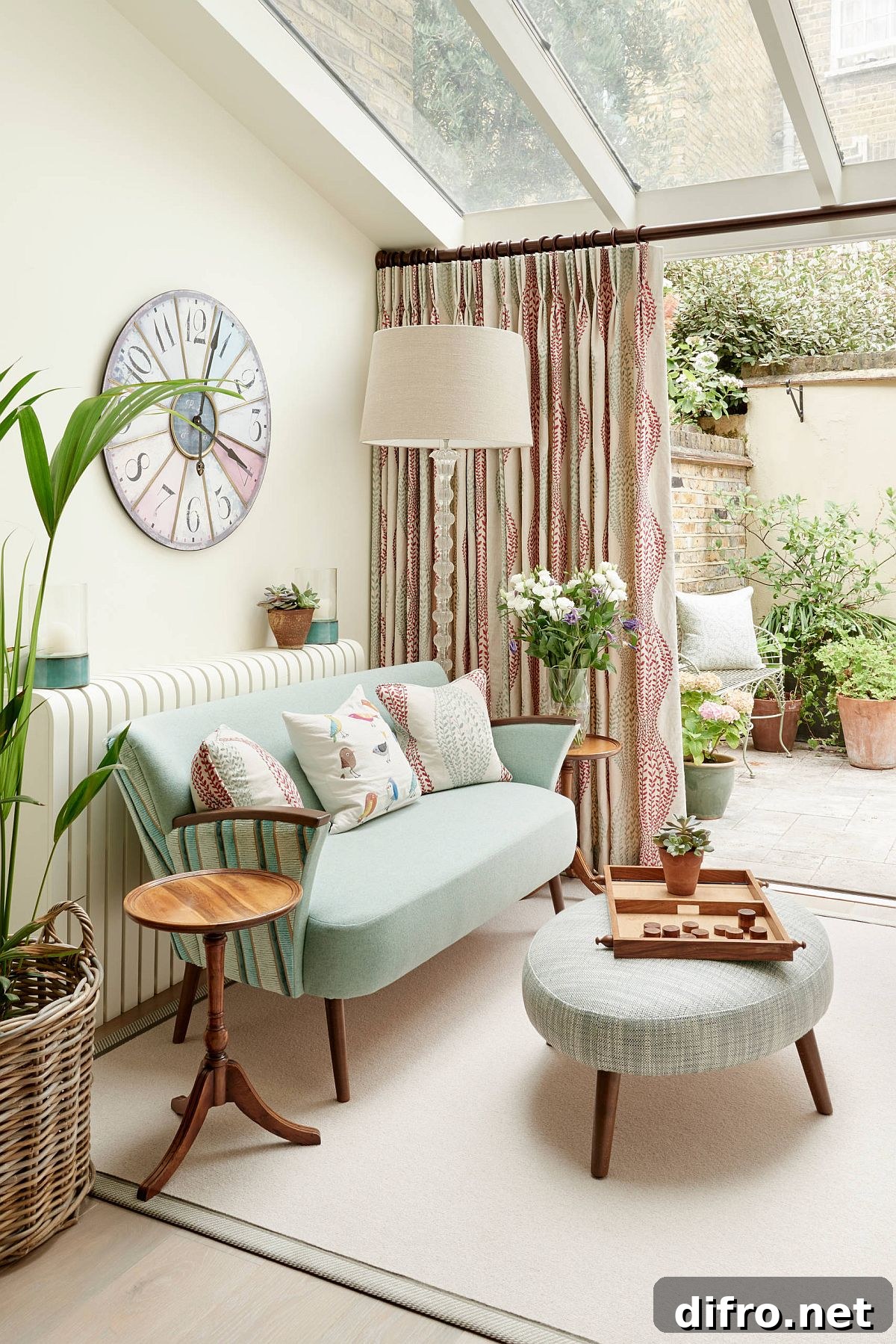 Drapes separating sunroom
