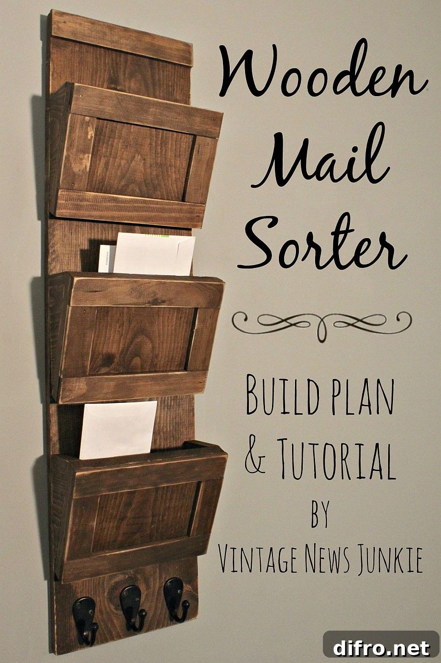 DIY reclaimed wood mail sorter