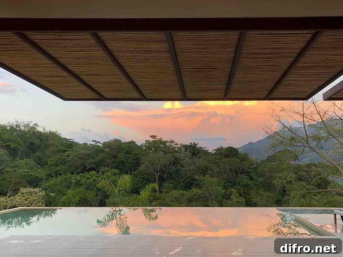 Extended roof of the living area keeps out the sun on those hot summer days