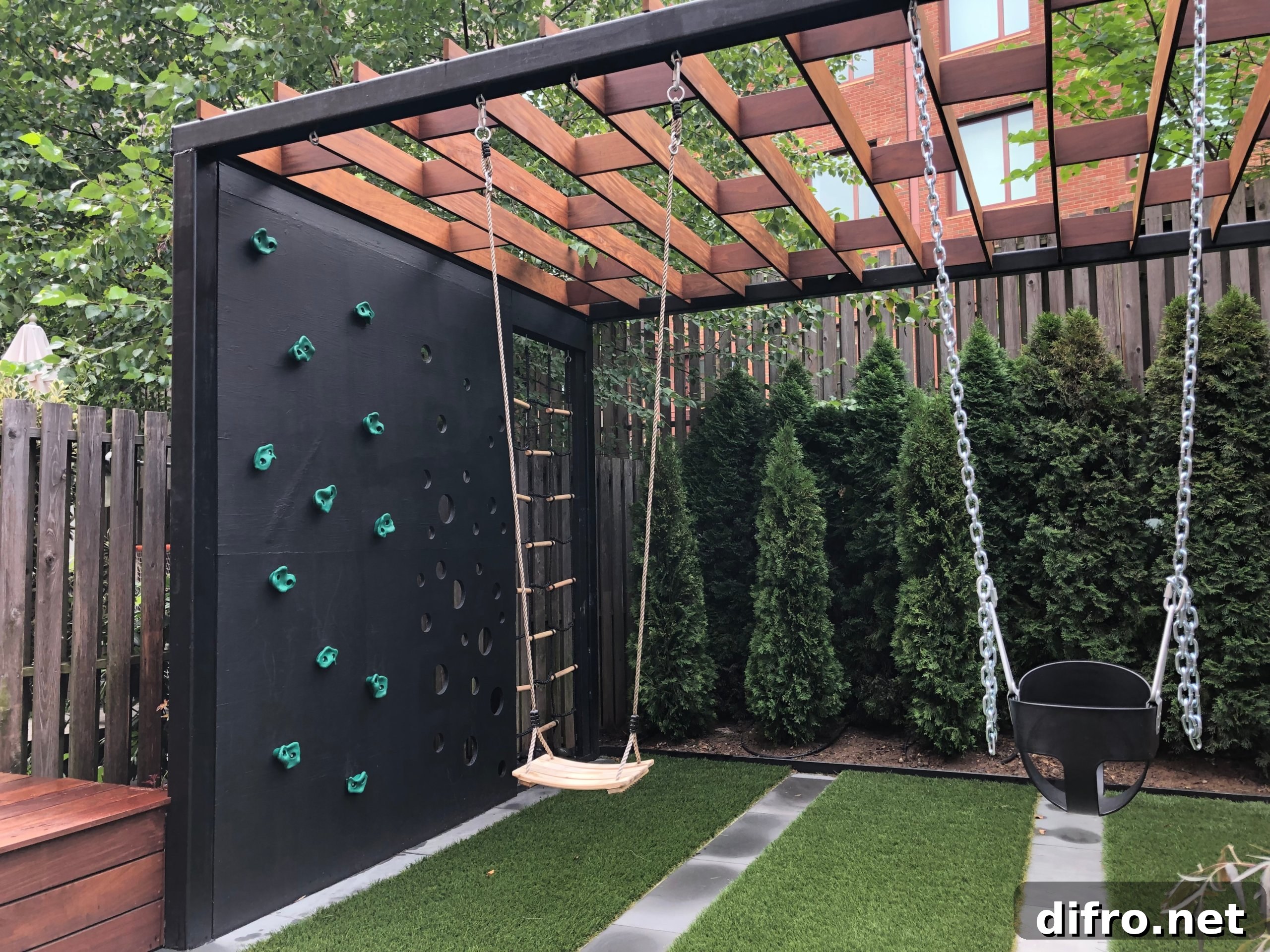 Custom backyard playground maximizing space
