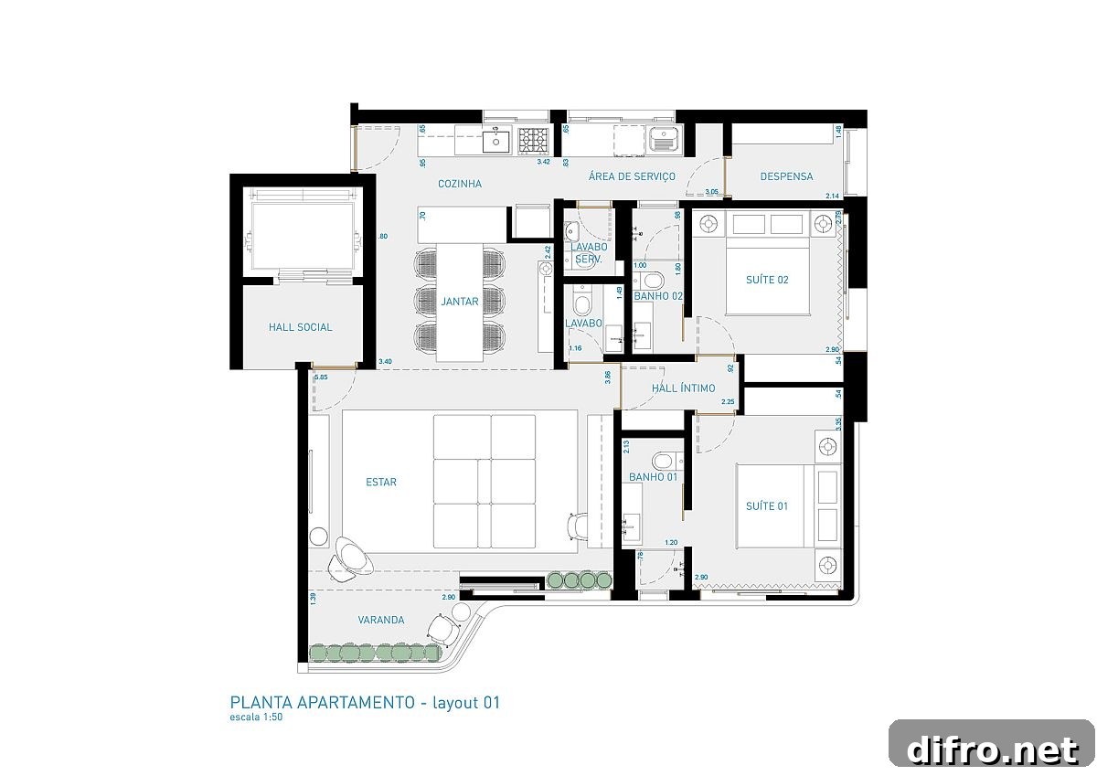 Floor plan of the VCH Apartment in São Paulo