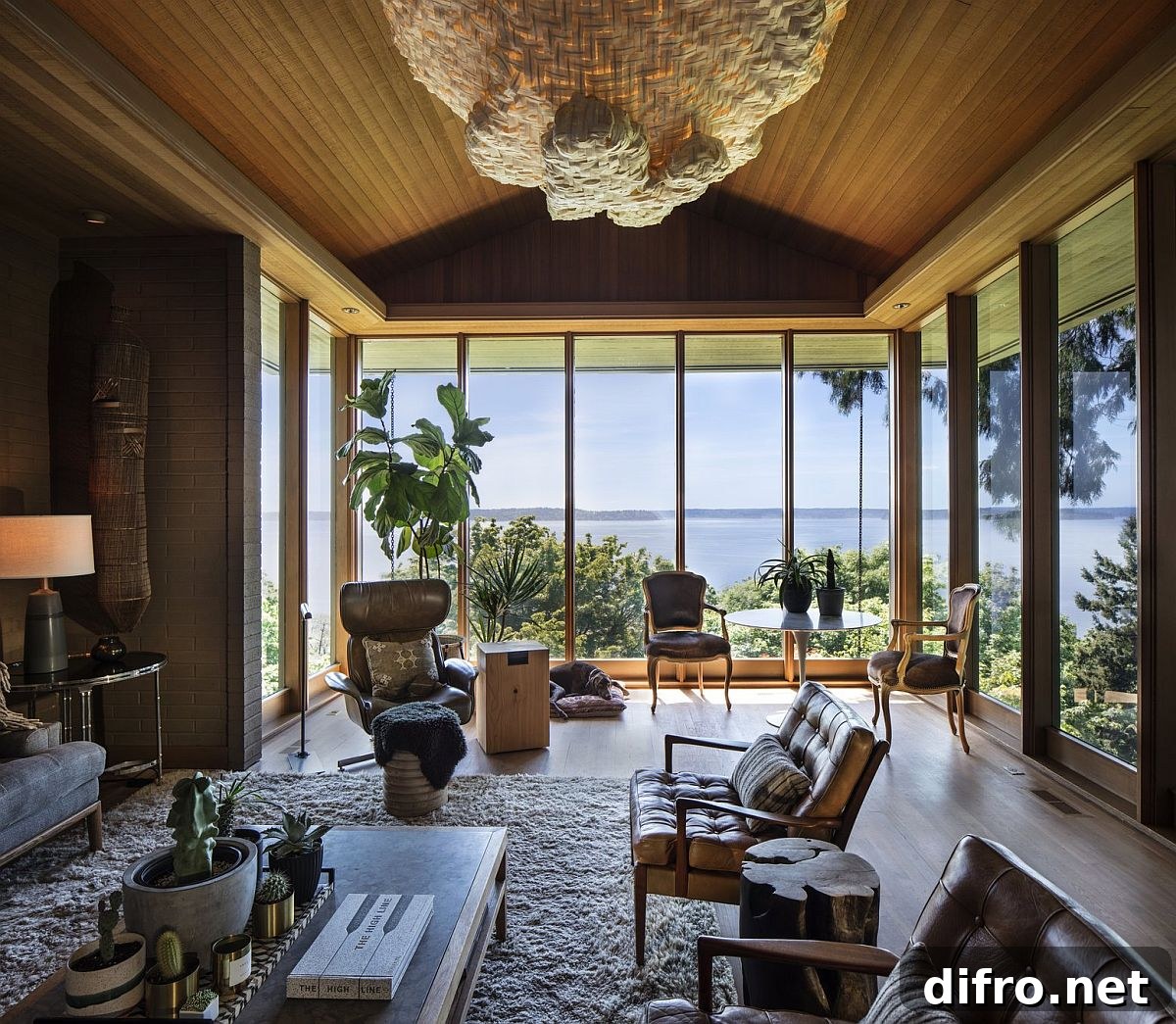Living room with cliffside views