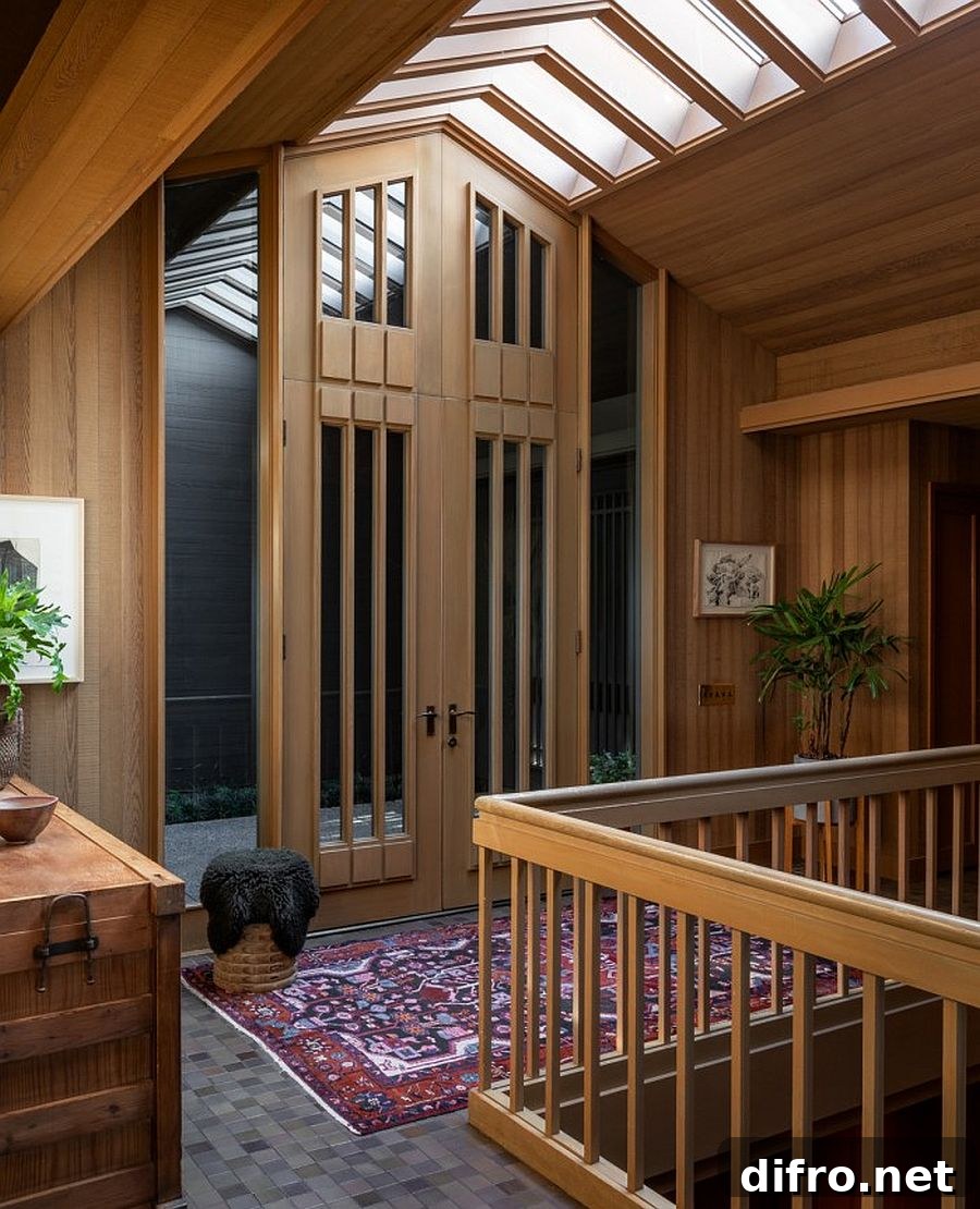 Skylight interior with wooden walls