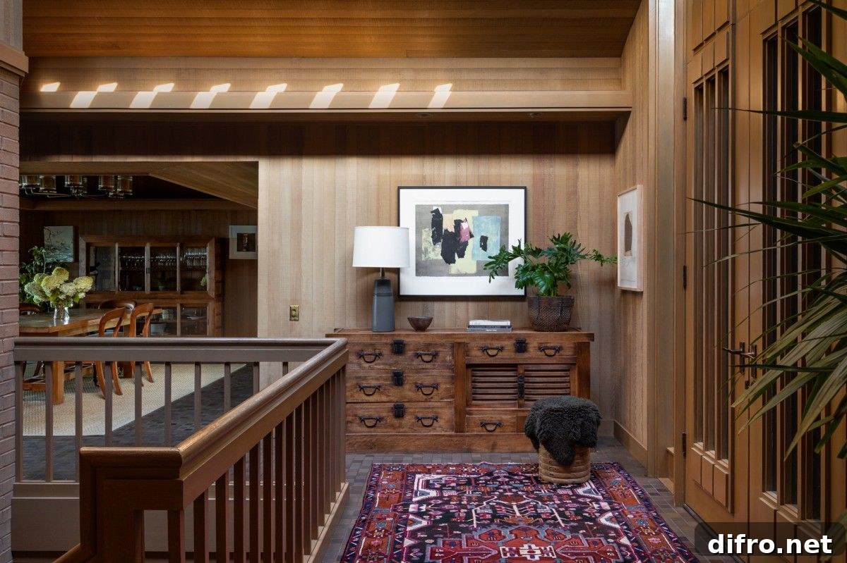 Warm wooden interior with carpets