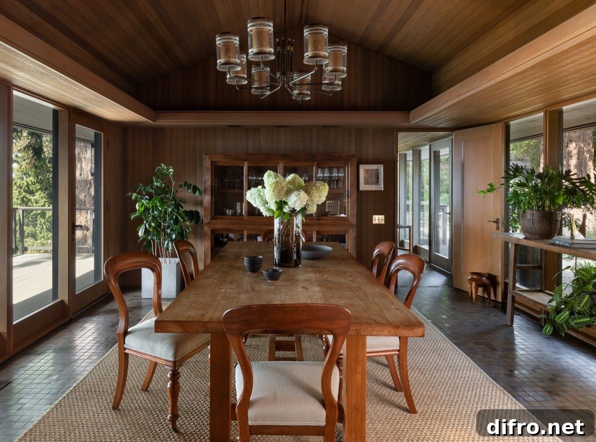 Dining room with glass walls