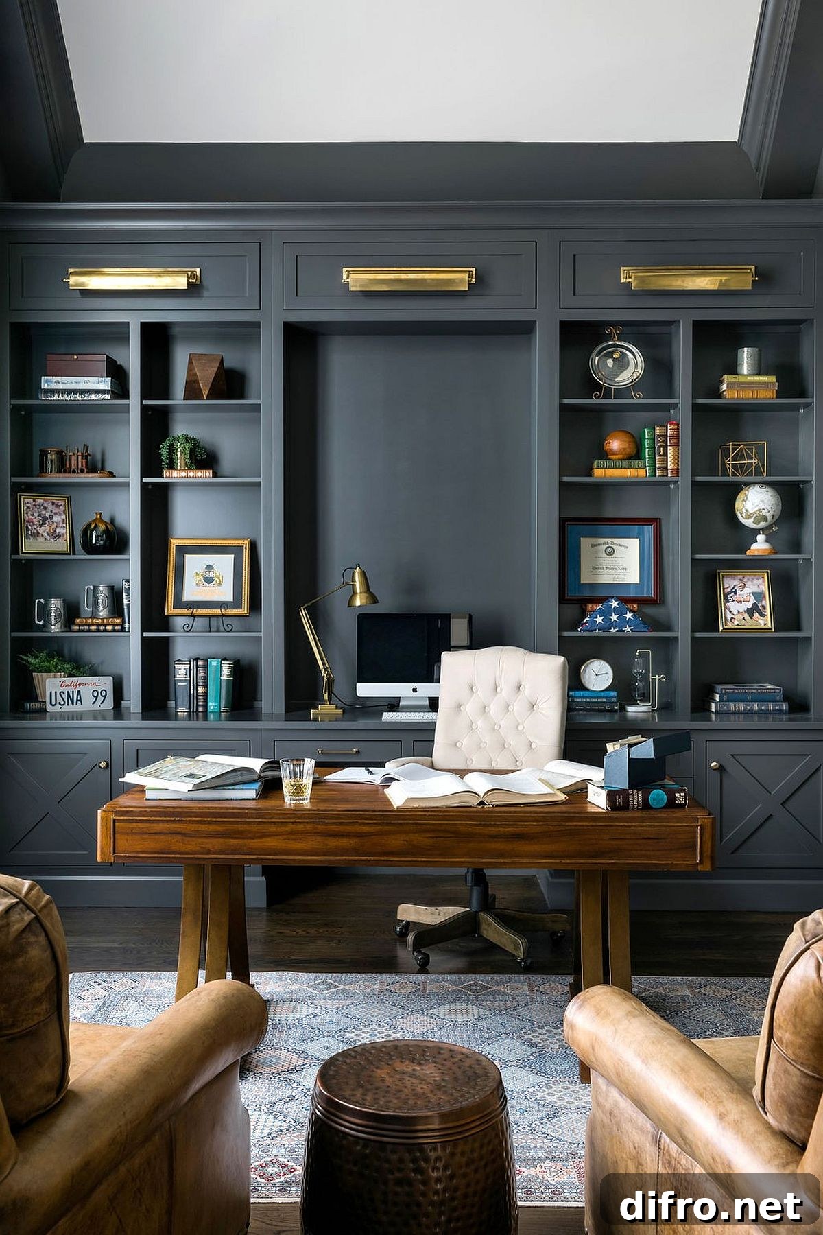 Polished contemporary home office in gray