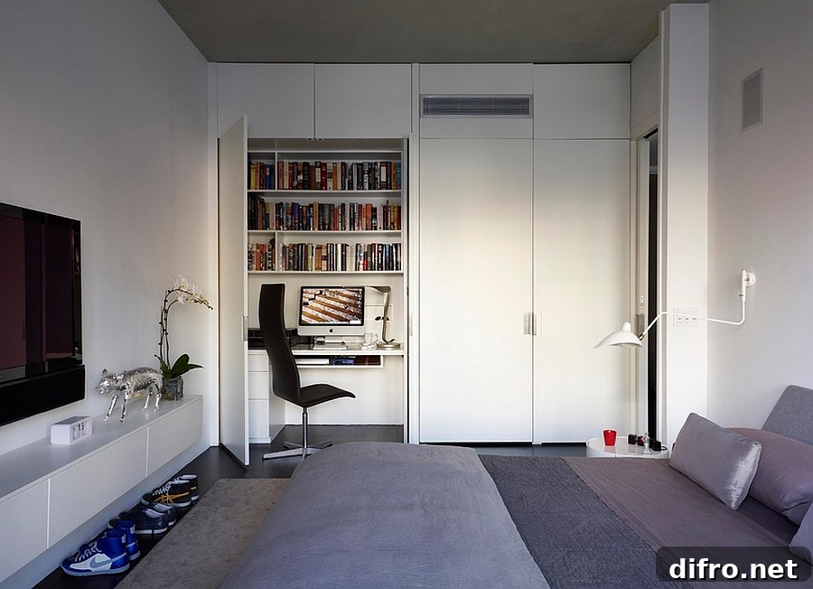 Bedroom cabinet converted into workspace