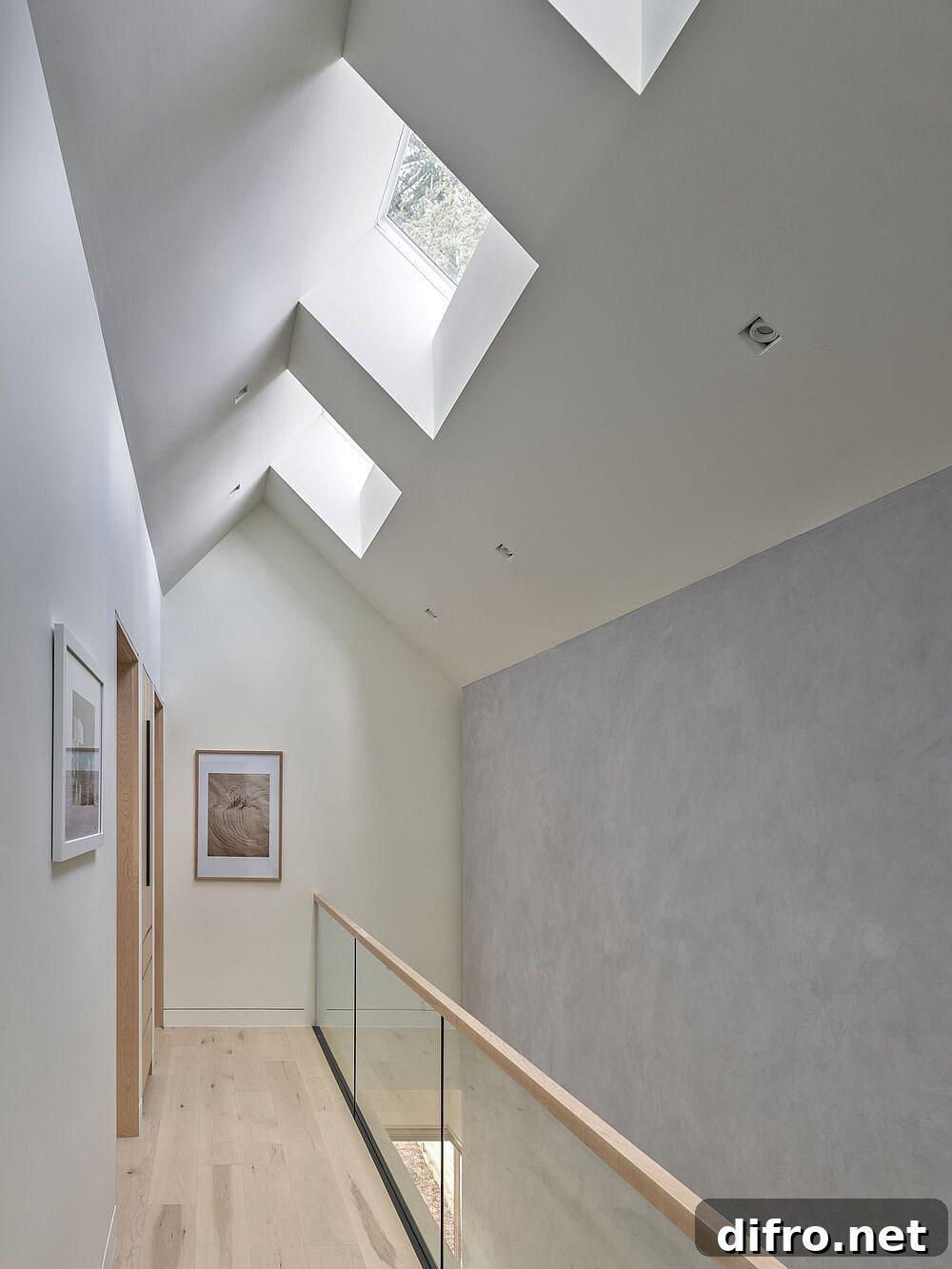 Skylights on the upper level bringing natural light into the interior