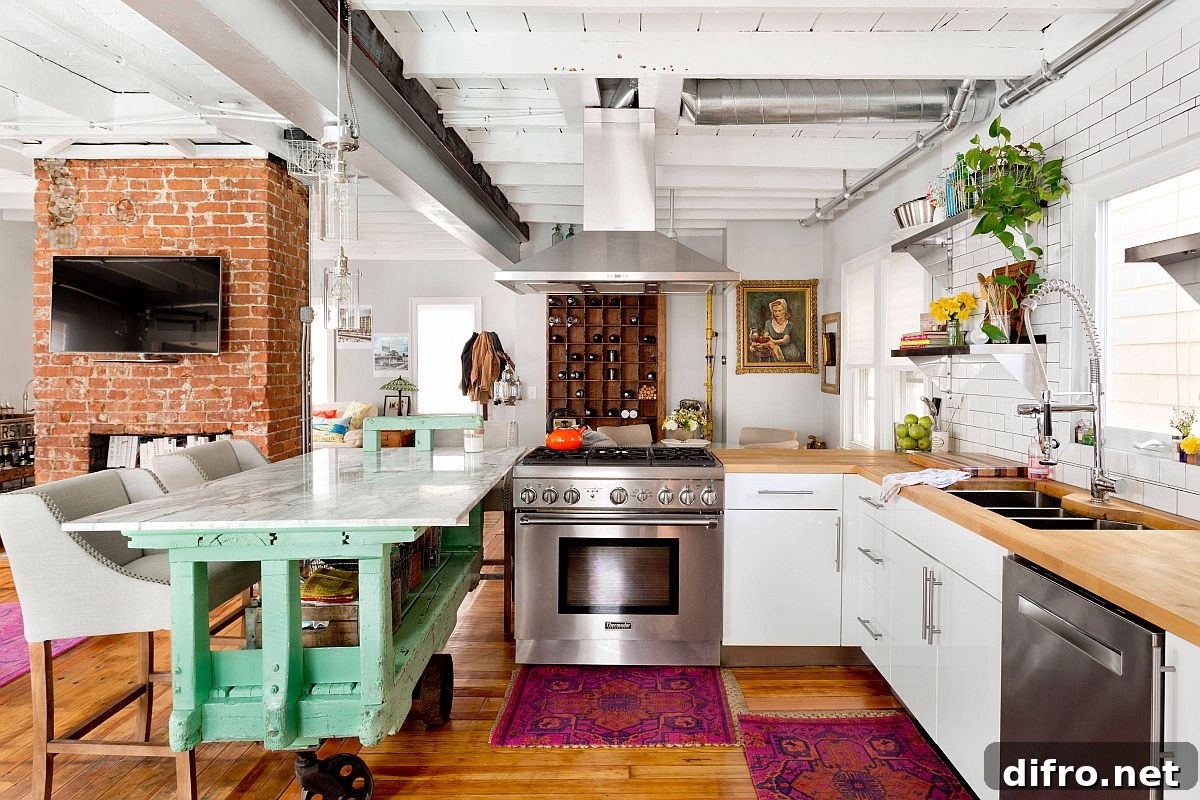 Bespoke island on wheels inspired by cart-style island