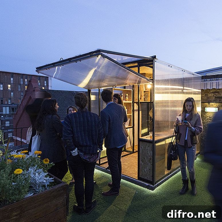 Translucent external skin provides privacy and light