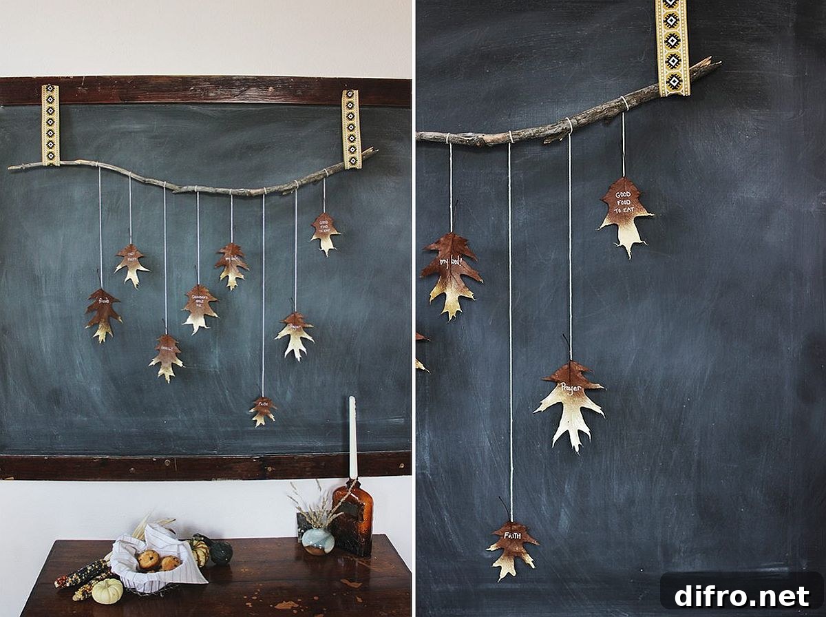 Giving thanks leaf garland in gold