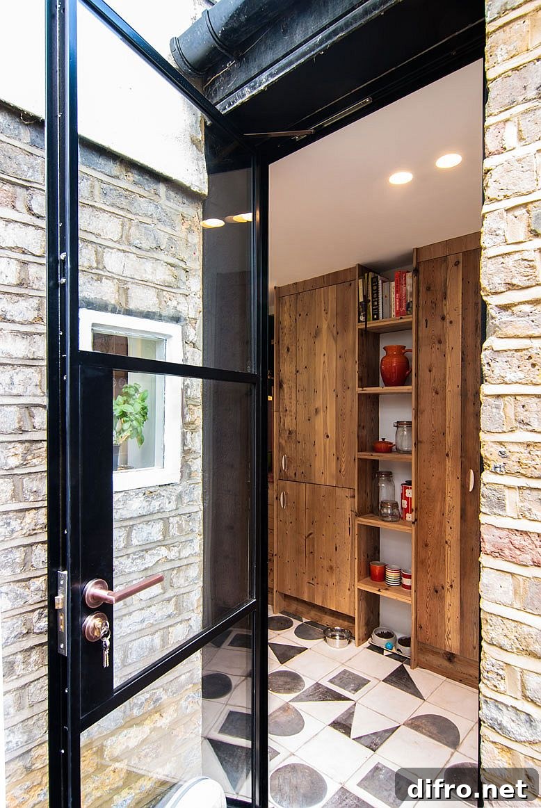 Glass door with black frame