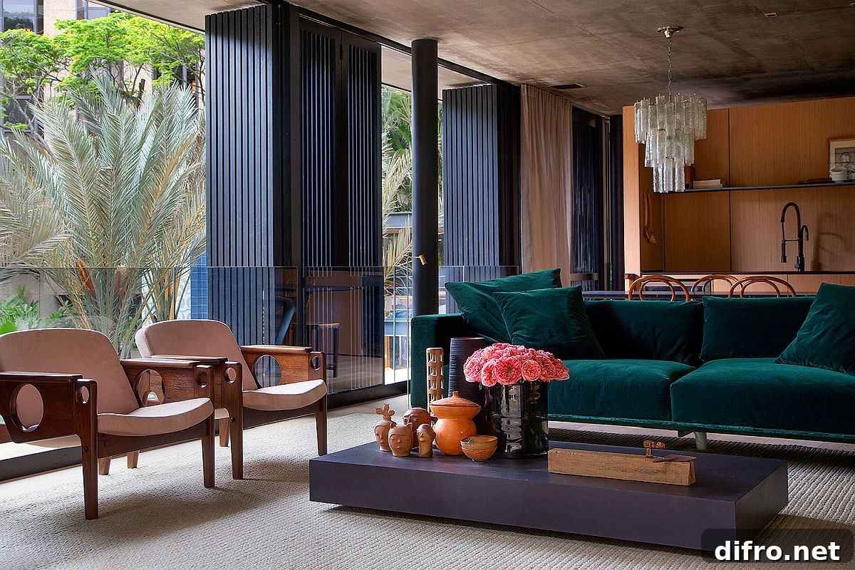 Understated minimal decor in contemporary living room
