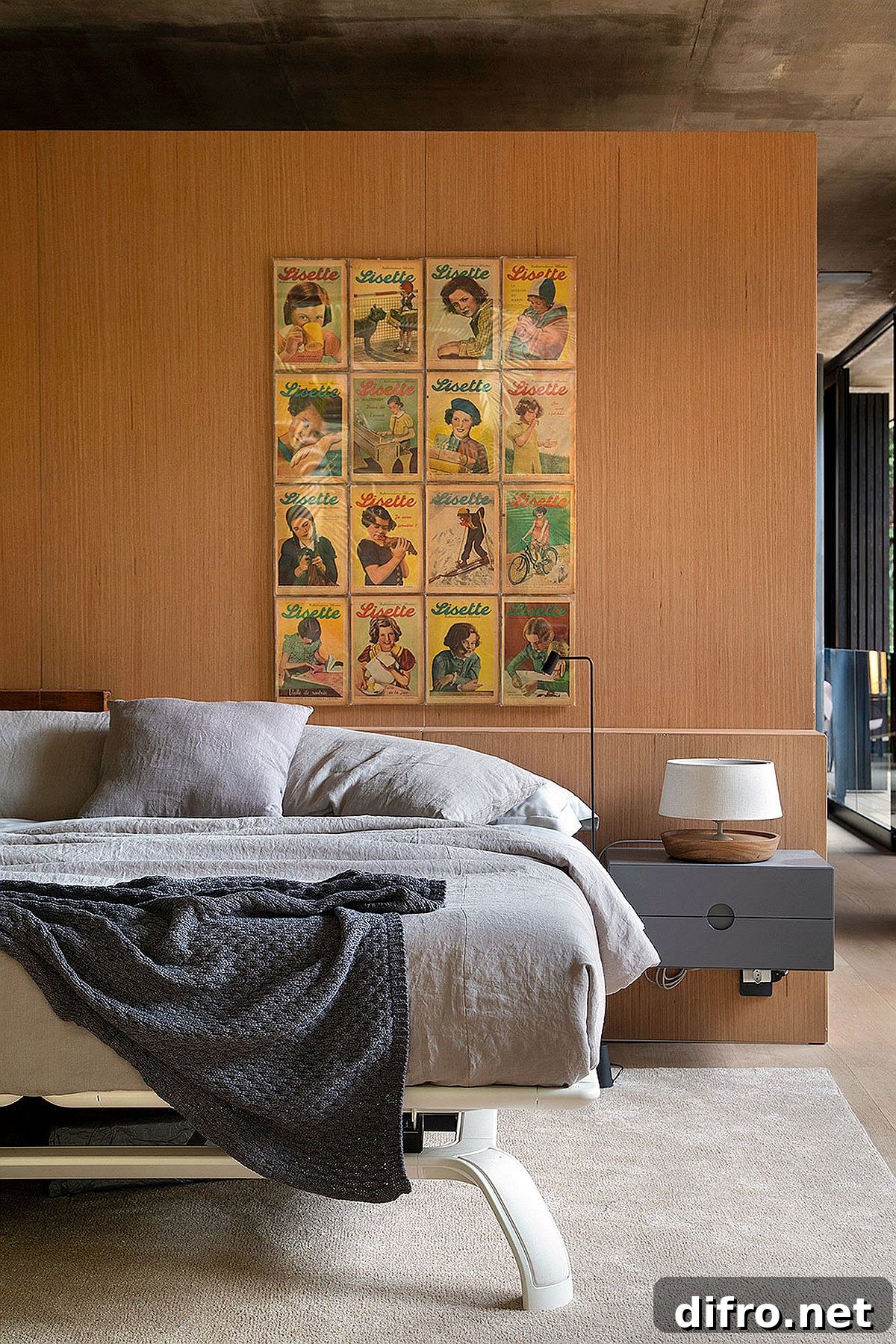Wooden headboard wall as unique decorating feature