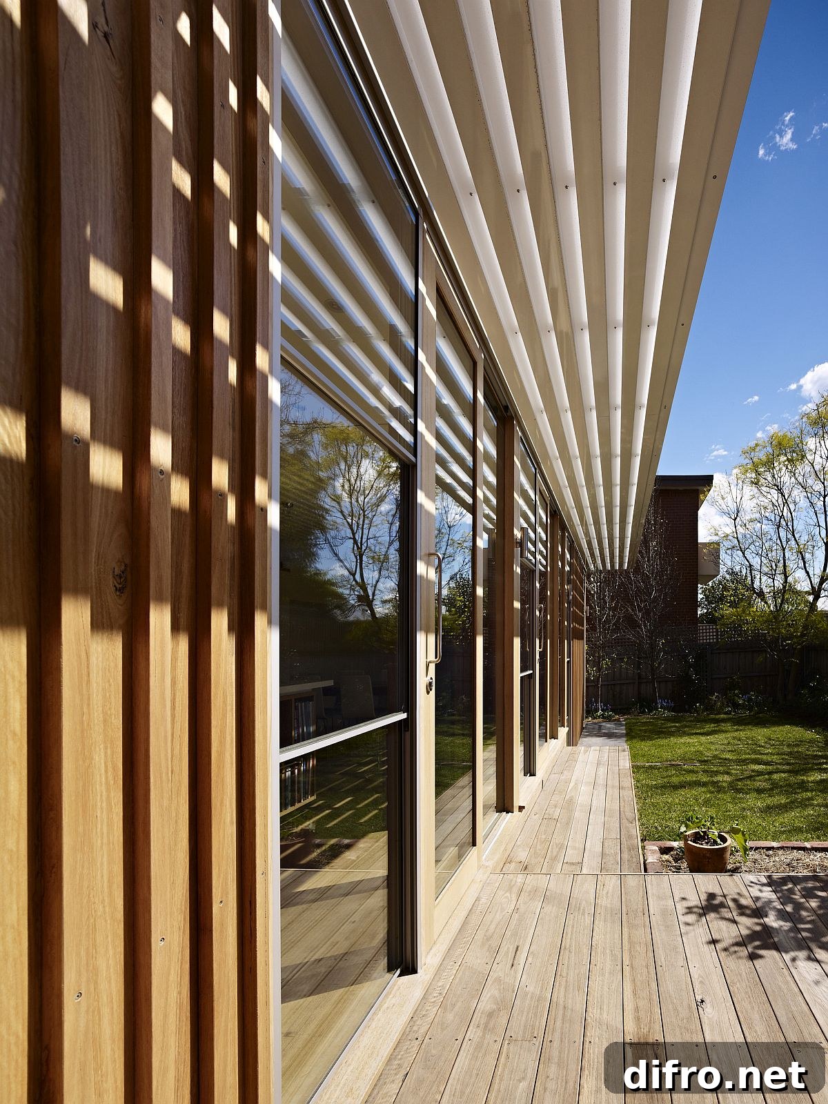 Custom-designed sunshade on the extension